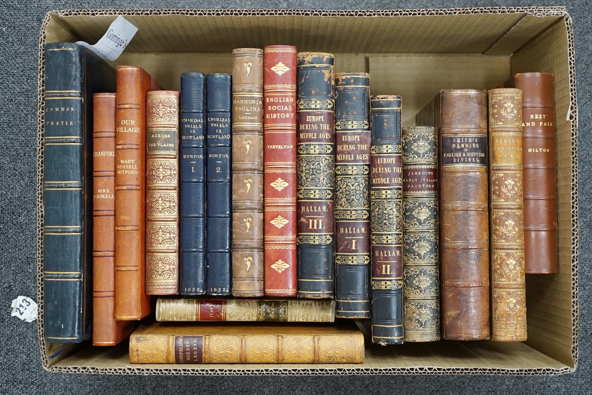 The Book of Common Prayer....earlier 19th cent. gilt ruled morocco with panelled spine, ge. and marbled e/ps. Oxford, 1791; Gaskell, Mrs. Elizabeth - Cranford. pictorial title and 23 wood engraved illus. (by Joan Hassall